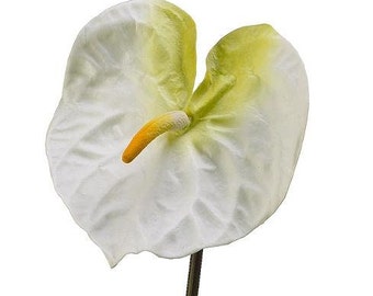 27" Artificial Anthurium stem.  Cream with some green highlights.
