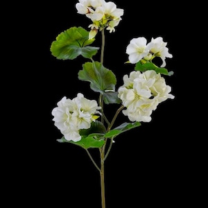 Artificial 26"  White real touch geranium stem silk flower