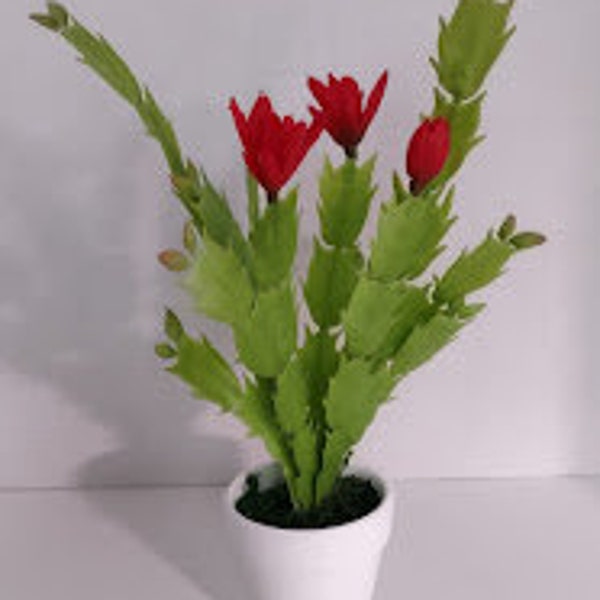 Mini Artificial Christmas cactus plant RED SCHLUMBERGERA