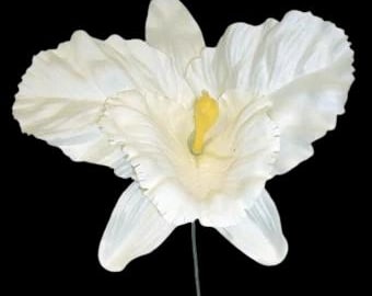 Artificial single cattleya blossom WHITE