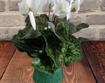 LARGE Artificial Cyclamen Plant Silk Flower Arrangements WHITE