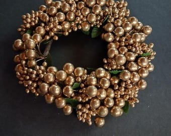 Gold beaded candle ring  for a 3" pillar
