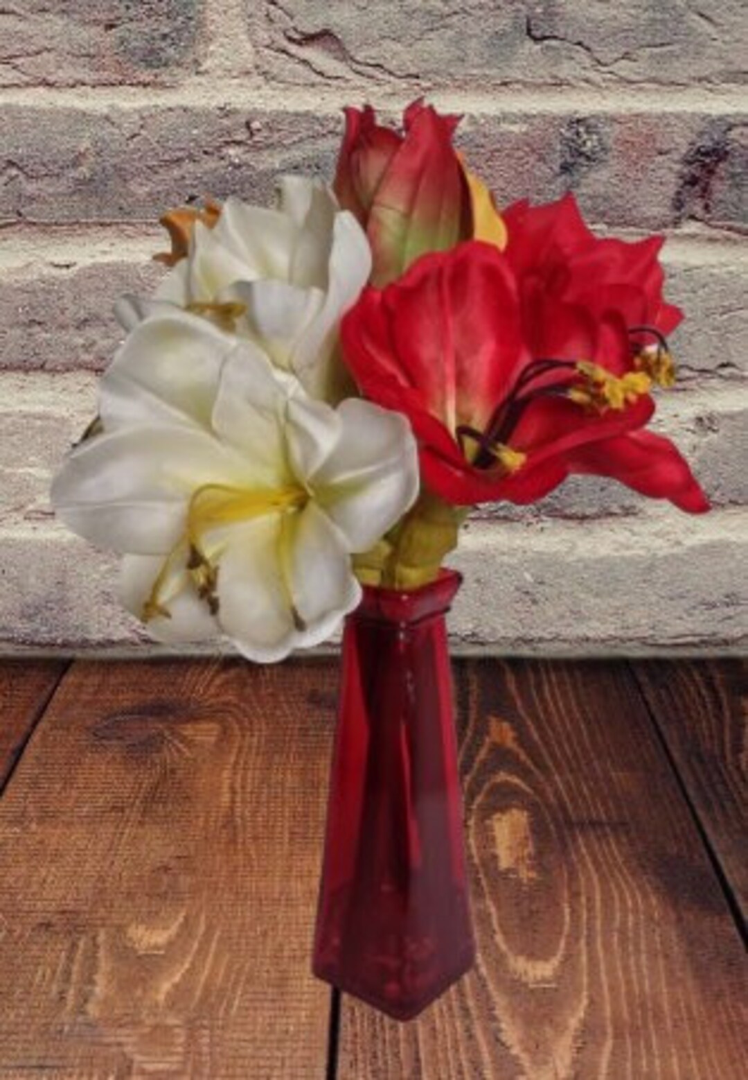 Artificial Amaryllis Flower Arrangement. Home Decoration Silk Etsy
