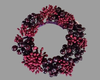 SALE!! Burgundy beaded candle ring. For a 3.25&quot; pillar candle