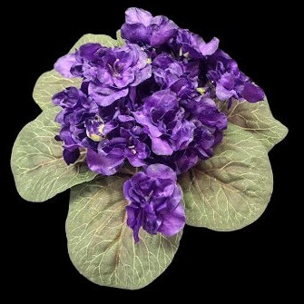 ARTIFICIAL 7.5" Semi- Miniature African Violet DEEP PURPLE