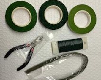 Kit Nastro Floreale E Filo Per Composizioni - 100 Fili, 4 Rotoli, Tagliafili, Strumenti Per Fioristi E Ghirlande - 3