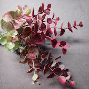 Mini eucalyptus floral bush for wreaths CRANBERRY