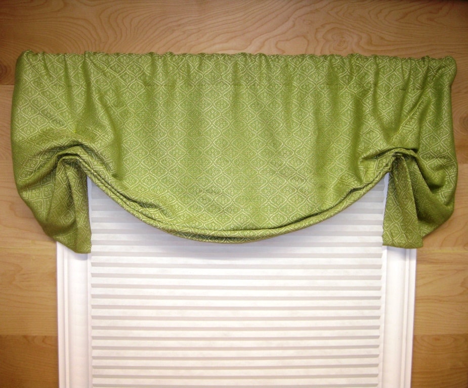 Valance Ready to Ship Gathered Rod Pocket MockFaux Roman Window Treatment in Traditions White Black Damask Fabric Living Bedroom Office