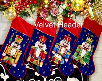 Nutcracker Personalized Needlepoint Christmas Stockings - A Festive Personalized Touch for Your Mantel