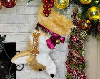 Corgi Christmas Stocking - Festive Decor for Dog Lovers