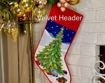 Christmas Tree Needlepoint Christmas Stockings Personalized Gift for Her, Holiday Family Stockings Christmas Home Decor