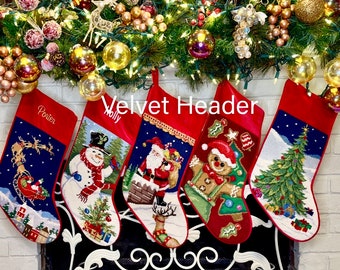 Needlepoint Christmas Stockings - Personalize Your Christmas Family Holiday Decor! Personalized Seasonal Monogrammed Gift