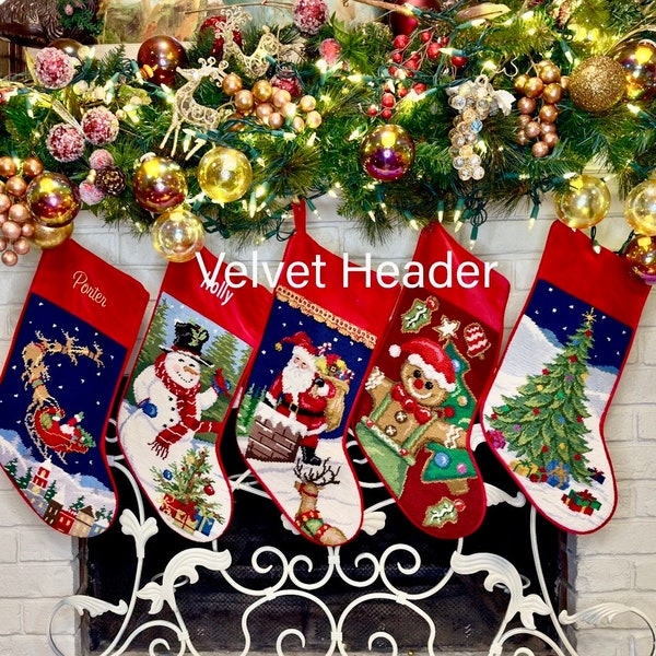 Needlepoint Christmas Stockings - Personalize Your Christmas Family Holiday Decor! Personalized Seasonal Monogrammed Gift