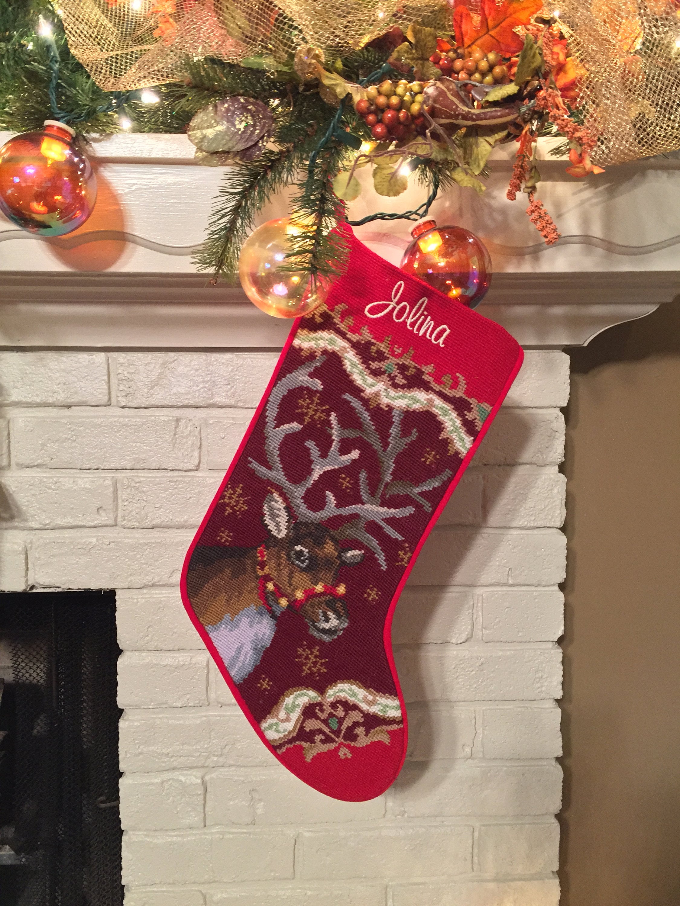 Reindeer Christmas Stocking Personalized Christmas | Etsy