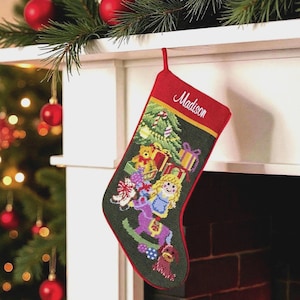 Christmas Stocking for Girls - Personalized Doll Needlepoint Stocking