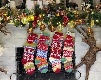 Cozy Wool Knit Christmas Stockings - Personalized for a Warm and Festive Touch