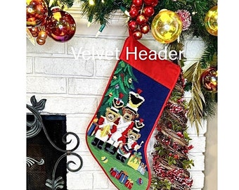 Christmas Bears Needlepoint Christmas Stockings-Personalized