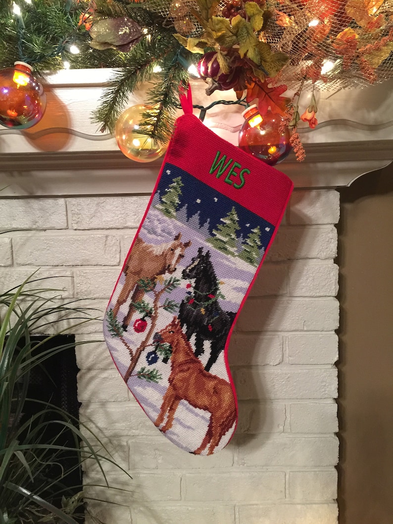 Horse Personalized Needlepoint Christmas Stocking Horse | Etsy