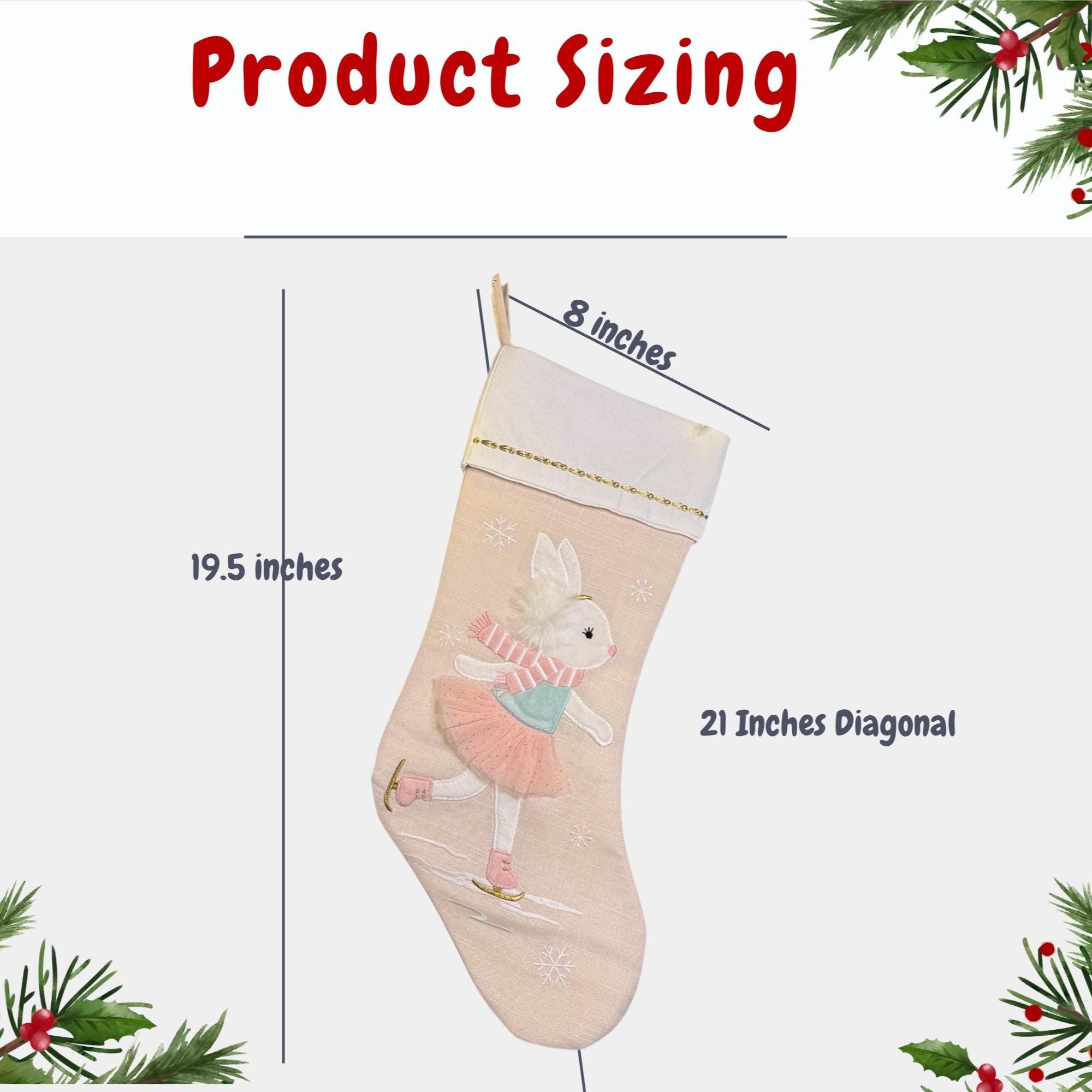 Personalized Pink Christmas Stocking: Applique Design, Baby's First Christmas
