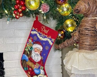 Santa Claus Personalized Needlepoint Christmas Stockings for Family Christmas stockings monogrammed Christmas Gift for Santa Lovers