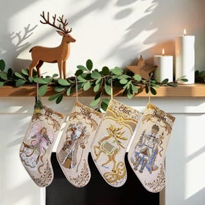 Embroidered Christmas Stockings - Personalized Elegant Winter Holiday Decor for the Family