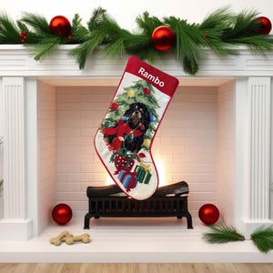 Personalized Cavalier King Charles Needlepoint Christmas Stocking-Black and Tan Cavalier Dog