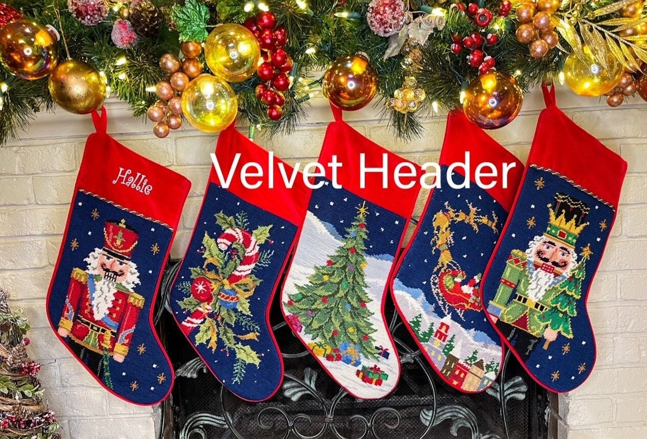 Personalized Needlepoint Christmas Socking Canvas