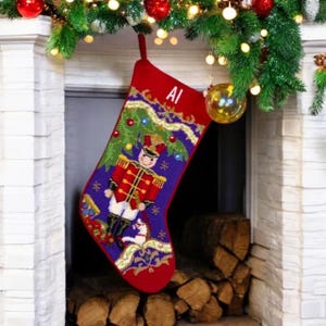 Toy Soldier Needlepoint Christmas Stocking Personalized | monogrammed  seasonal Gifts for Family Holiday | Christmas Decor stocking for boys