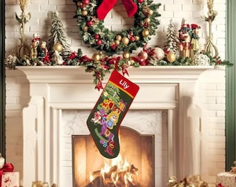 Christmas Stocking for Girls - Personalized Doll Needlepoint Stocking