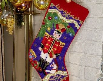 Toy Soldier Needlepoint Christmas Stocking Personalized | personalized seasonal Gifts for Her Family Holiday | Christmas Decor for boys