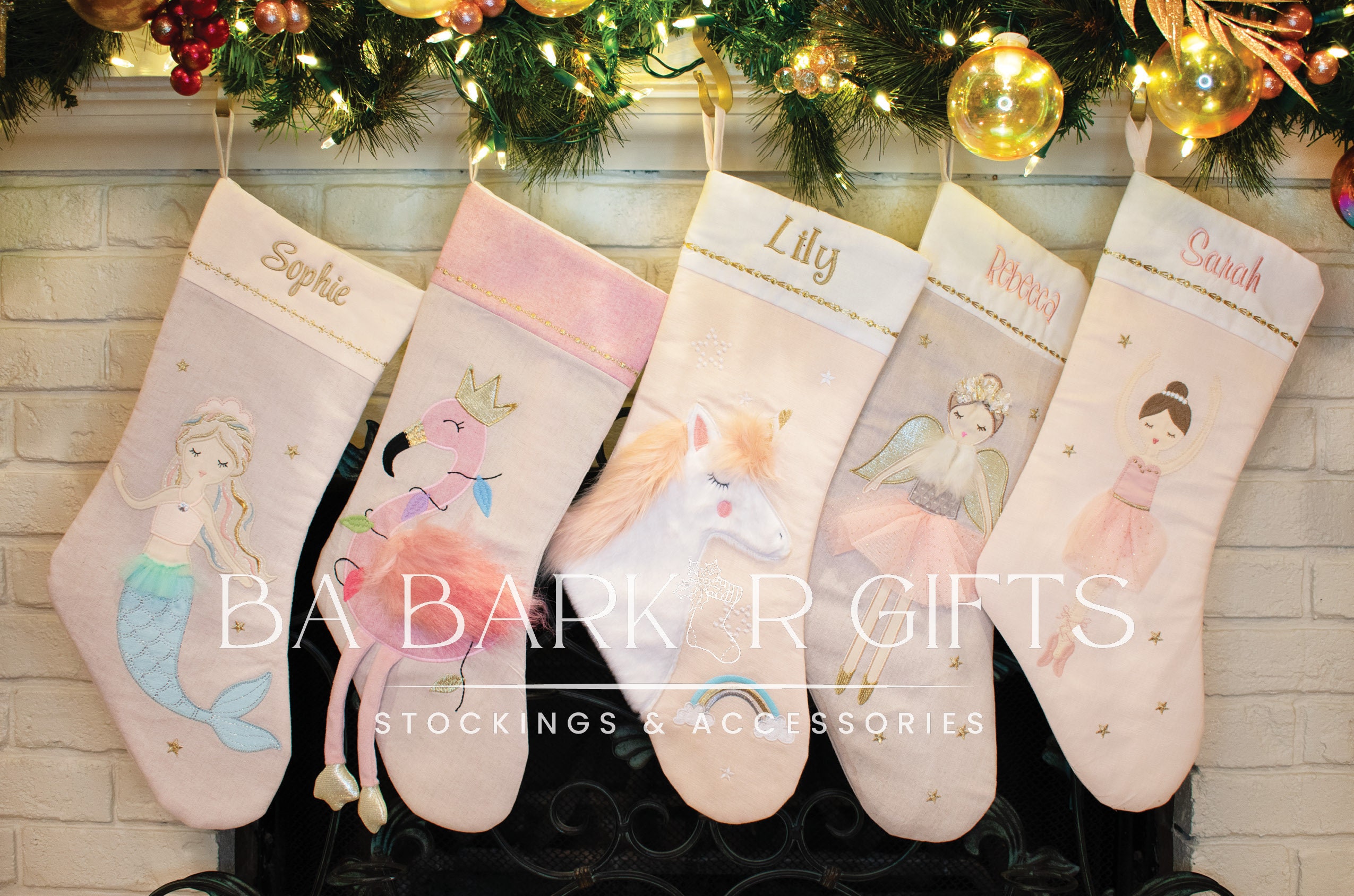 Personalized Christmas Stocking for Girls: Mermaid, Ballerina, Unicorn