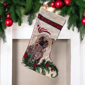 Chinese Crested Personalized Needlepoint Christmas Stockings for dog owners, monogrammed pet Stocking