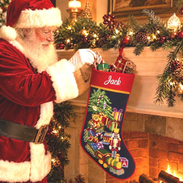 Personalized Needlepoint Christmas Stocking for Baby's First Christmas