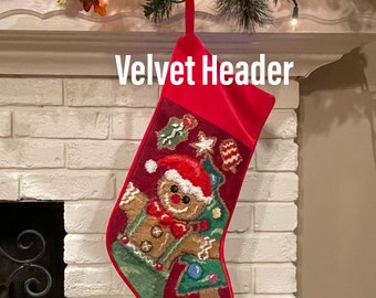 Gingerbread  Personalized Christmas stocking, Personalised Holiday Heirloom stockings, Christmas stocking, Family Christmas