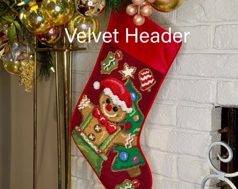 Gingerbread  Personalized Christmas stocking, Personalised Holiday Heirloom stockings, Christmas stocking, Family Christmas
