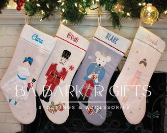 Christmas Stockings Personalized Gift for Nutcracker Suite Lovers, Holiday Family Stockings for Kids, Monogram Christmas Gift for Her