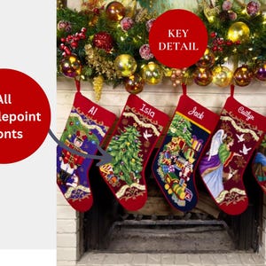 Set Of 4 Personalized Knitted Christmas Stocking With Name, Embroidery Christmas Trees Snowflake Paw Custom Needlepoint Stockings Customized Family Stocking For Fireplace,Christmas Decorations