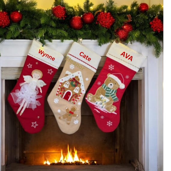 Bas De Noël Personnalisés Avec Nom Imprimé, Sac Cadeau De Noël Initial