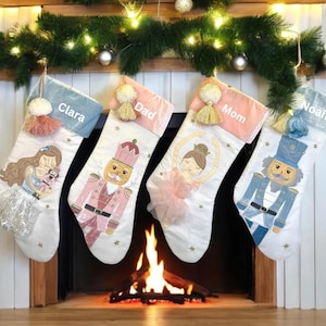 Personalized Nutcracker Christmas Stocking: Pink & Blue Holiday Decor