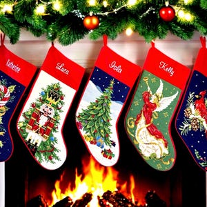 Needlepoint Christmas Stockings – Personalized Embroidered Stockings with Name, A Holiday Traditional Keepsake for Family Celebrations