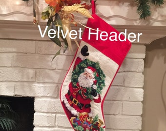 Waving Santa Personalized Needlepoint Christmas Stockings | Holiday stockings | Gift for Her Seasonal Decor | Personalized Gifts | Family