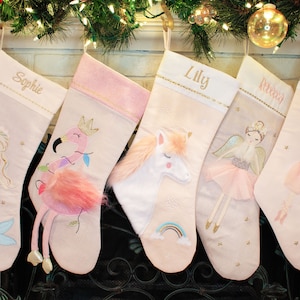 Personalized Christmas Stocking for Girls: Mermaid, Ballerina, Unicorn