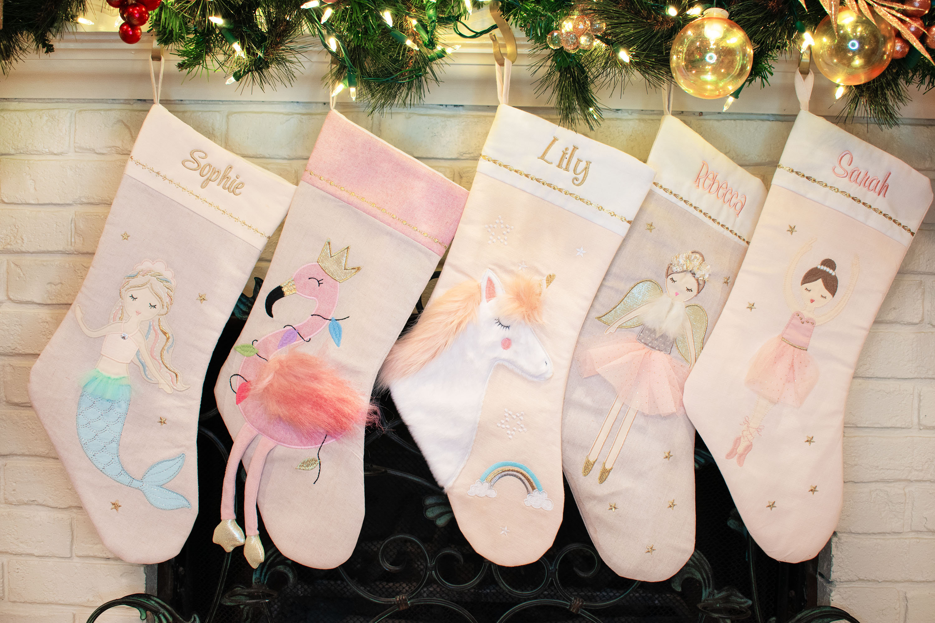 Personalized Christmas Stocking for Girls: Mermaid, Ballerina, Unicorn