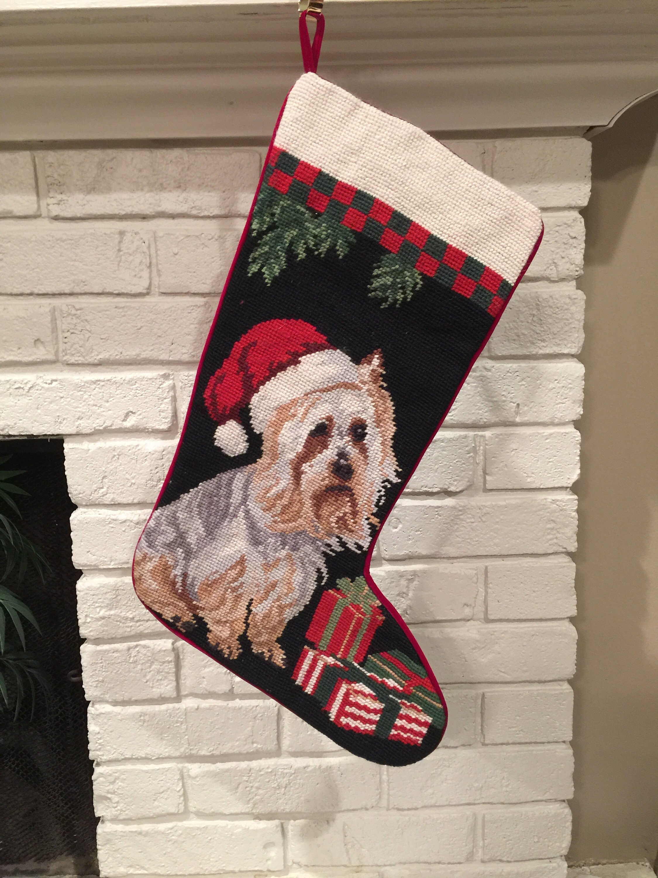 Silky Terrier Dog Needlepoint Christmas Stocking personalized Etsy