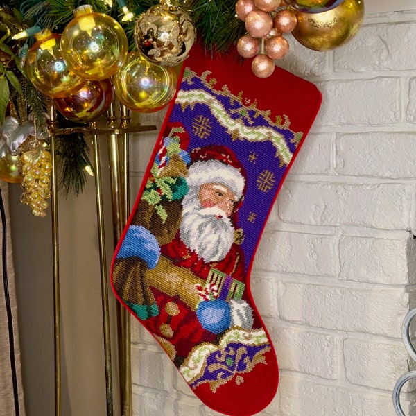 Santa Claus Personalized Needlepoint Christmas Stockings for Family Christmas stockings monogrammed Christmas Gift for Santa Lovers