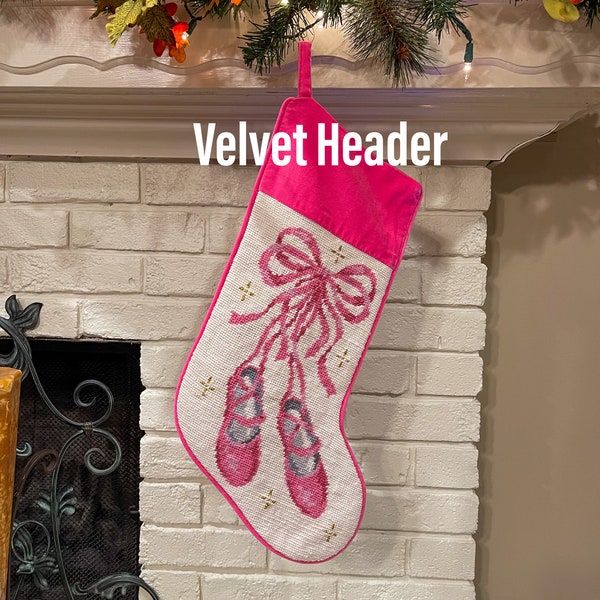 Ballet Shoes Personalized Needlepoint Christmas stockings, Family Holiday Stockings Gift for Her Christmas Decor
