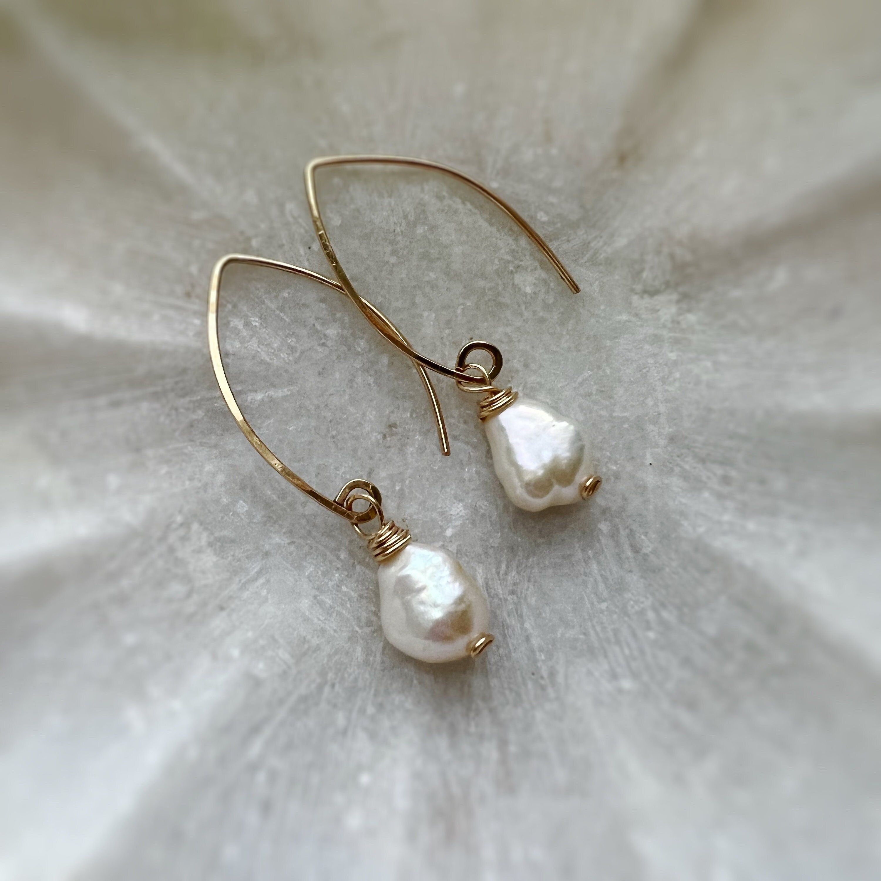 Freshwater Pearl Dangle Earrings Organic Pearl Earrings Classic