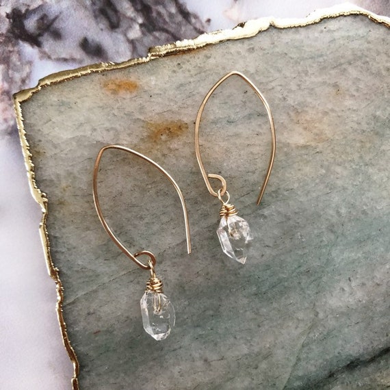 Herkimer Diamond Dangle Earrings Ethical Jewelry Bold Earrings