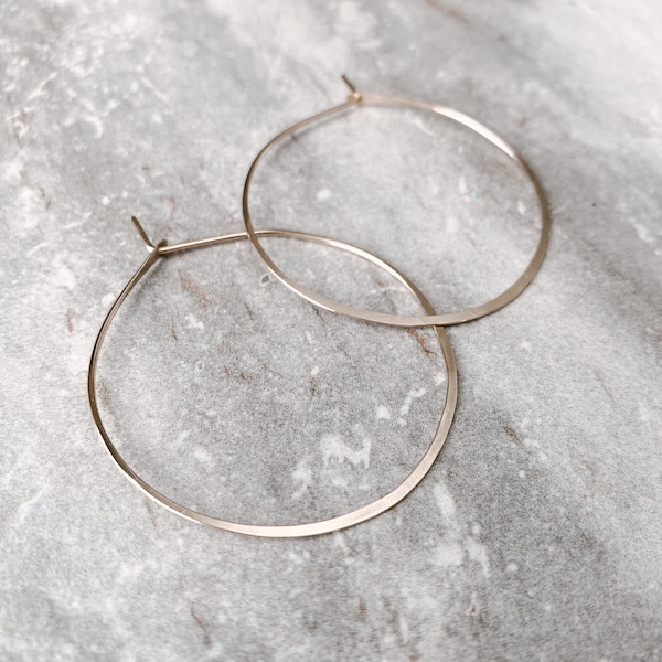 Wren Simple Hammered Gold Hoops, Dainty Minimalist Hoop Earrings,  everyday jewelry, gift for her, gold hoop earrings, minimalist earrings