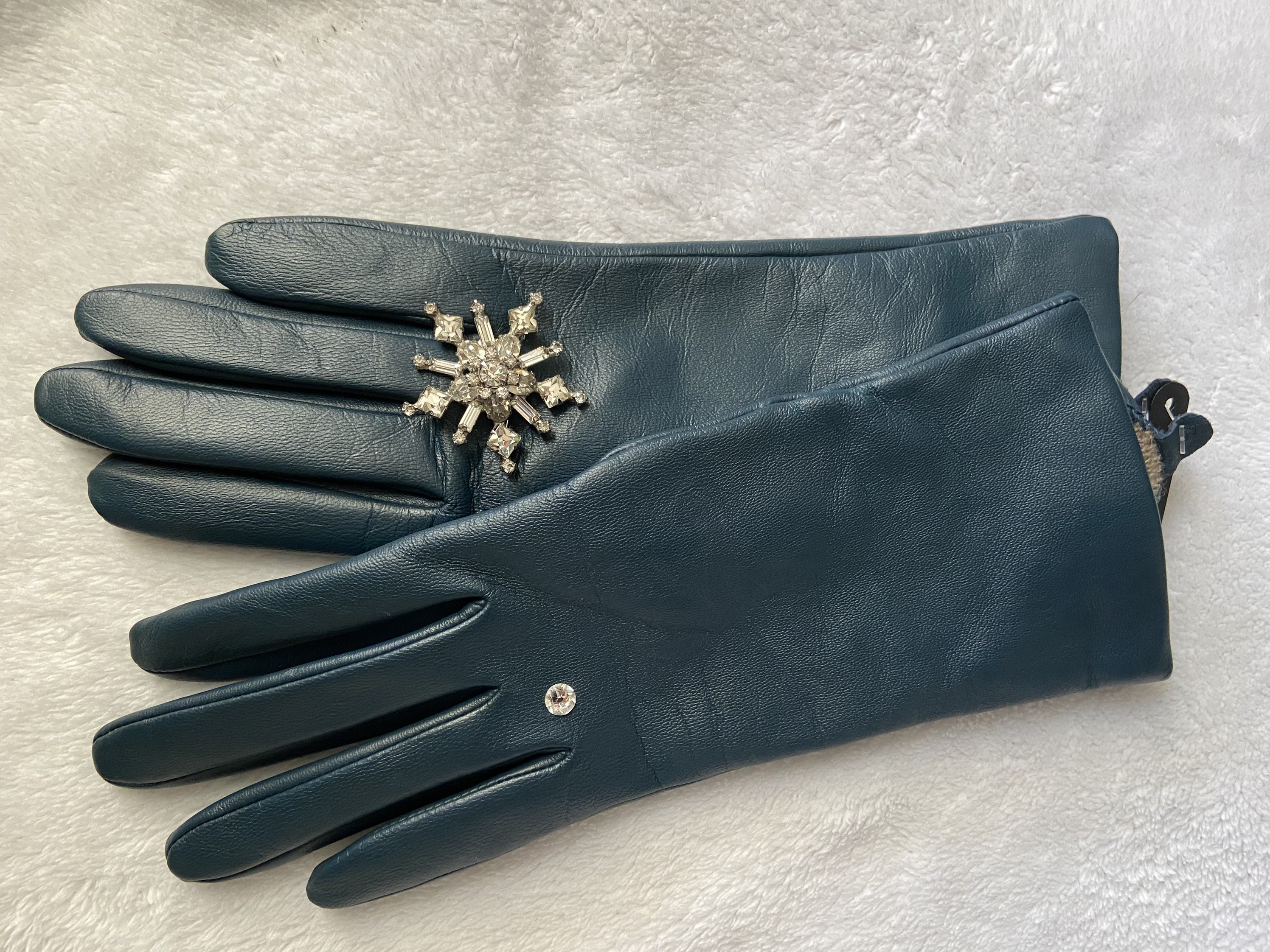 Fashionable Teal Leather Gloves Etsy